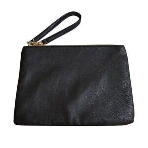 Betsy Johnson Black PVC Faux Leather Wristlet Clutch Pouch